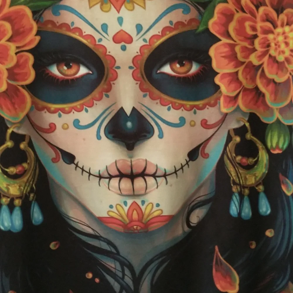 Worn Once! Halloween/Day Of The Dead Sweatshirt, Size M - Picture 2 of 4